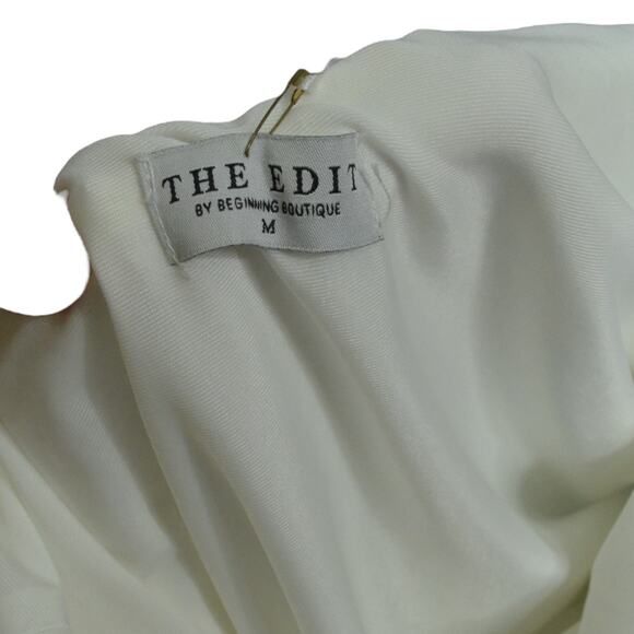 The Edit Women's M Alissa Formal Slip Dress White Low Back High Slit Bridal NWT - Picture 8 of 16